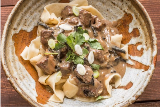 Beef Stroganoff using Sabarot Dried Mixed Wild Mushrooms